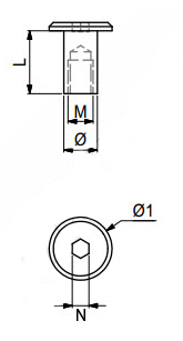 Bolt M6 + møbelhoved M6xØ9x12 mm, gulgalvaniseret