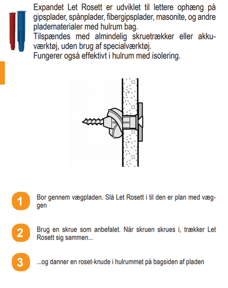 Rawplug Ø8x45 mm til 1 lag gips, plastik (10 stk)