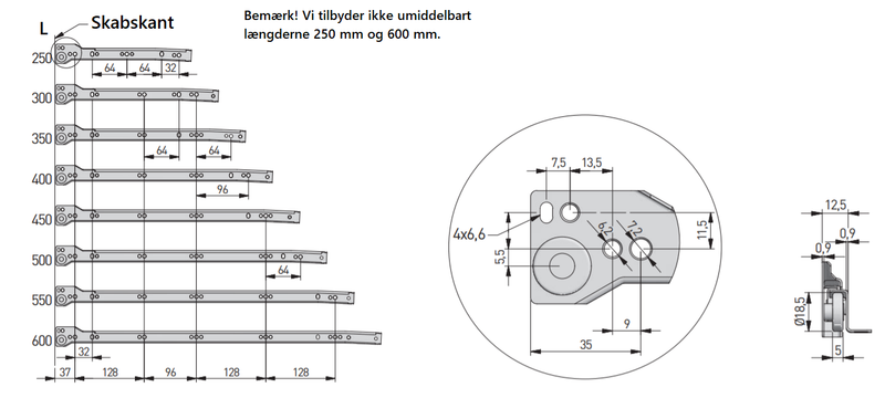 Rulleudtræk, hvid metal (sæt)