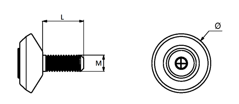 Stillefod m/fast fod M8x20 mm, messingbelagt
