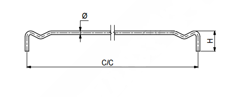 Trådhyldebærer t/Ø2 mm huller - 217,5 mm c/c, elgalvaniseret