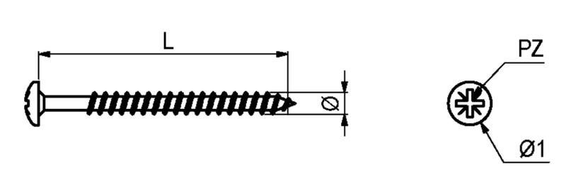 Træskrue Ø3,5x16 mm m/rundt hoved, rustfri stål (A2) (10 stk)